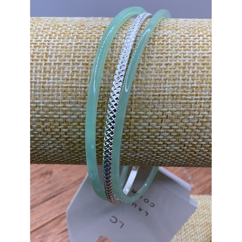 LC Lauren Conrad Mint Green Silver Bangle Trio Bracelet